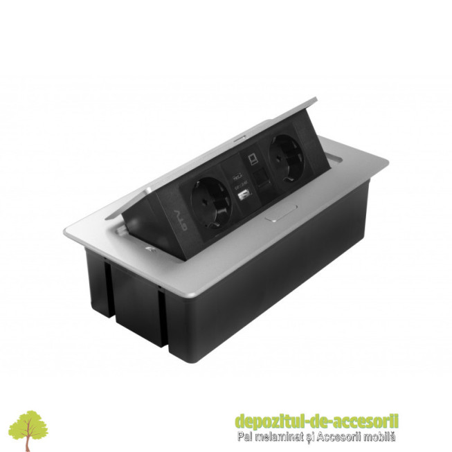 Priza de mobilier MULTISOFT, 2xSchuko, 2xUSB, 1xRJ45, alb