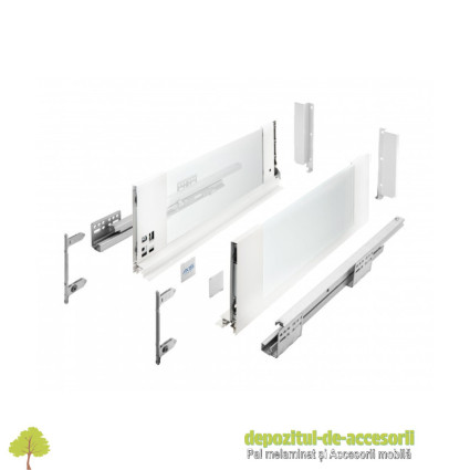 Sertar AXISPRO laterale din sticla, H167, L500mm soft-close, alb