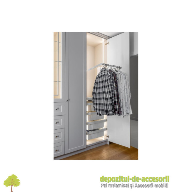 Lift garderobă GTV PG-ST4560-10A lift haine telescopic 545–700mm alb 8kg ușor acces dulap