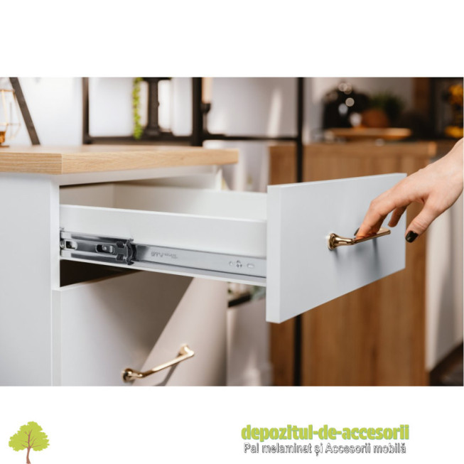 Glisiere cu bile L500mm, H45, soft-close, extragere totala