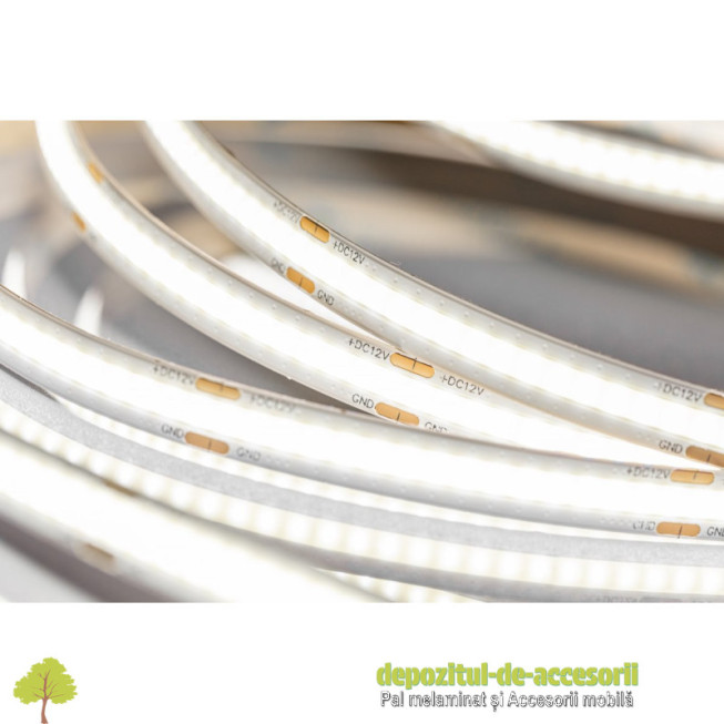 Banda LED COB 12V, 5m, alb neutru, 4000K