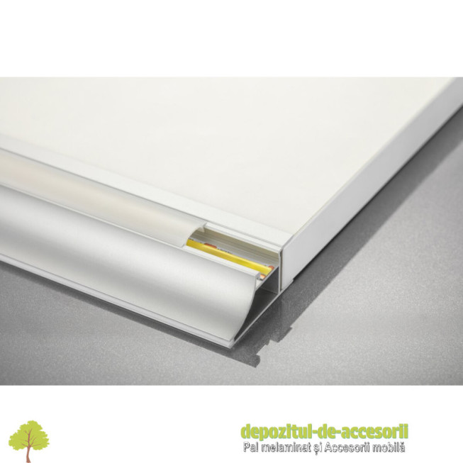 Profil GLAX pentru banda LED, montaj pe cant placa 18mm, L 3m