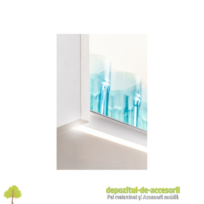 Profil GLAX pentru banda LED, montaj pe cant placa 18mm, L 3m, alb