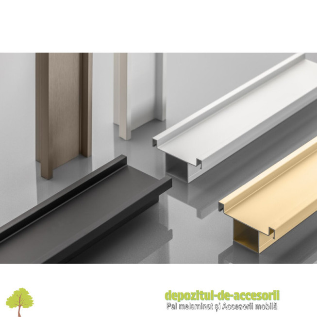 Maner ascuns VELLO, profil aluminiu T cu doua fete, alb, lungime 3 m