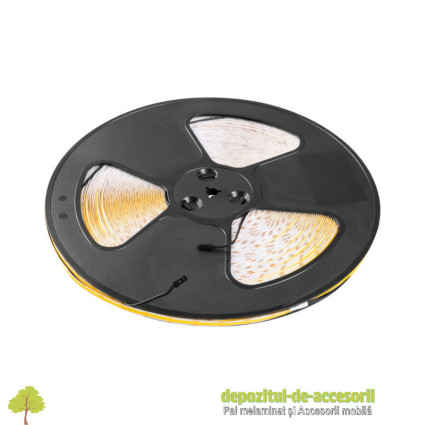 Banda LED COB 24V, 10W-m, alb cald, 50m