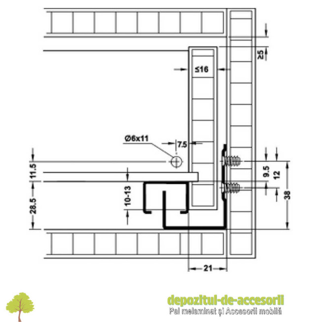 Glisiera Blum TANDEM extragere totala L350mm, amortizare, pentru pal 19 mm 560F3500B