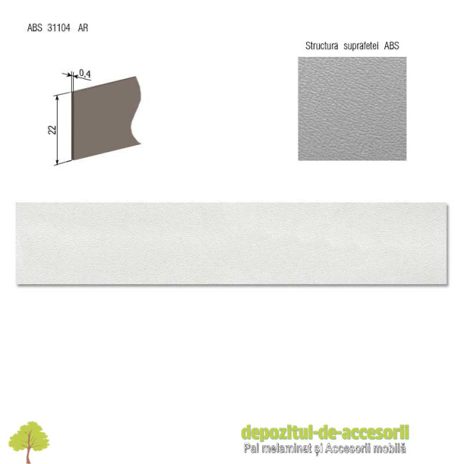 Cant ABS Gri deschis 22mm x 0,4mm pentru Pal Melaminat Egger U708-ST2