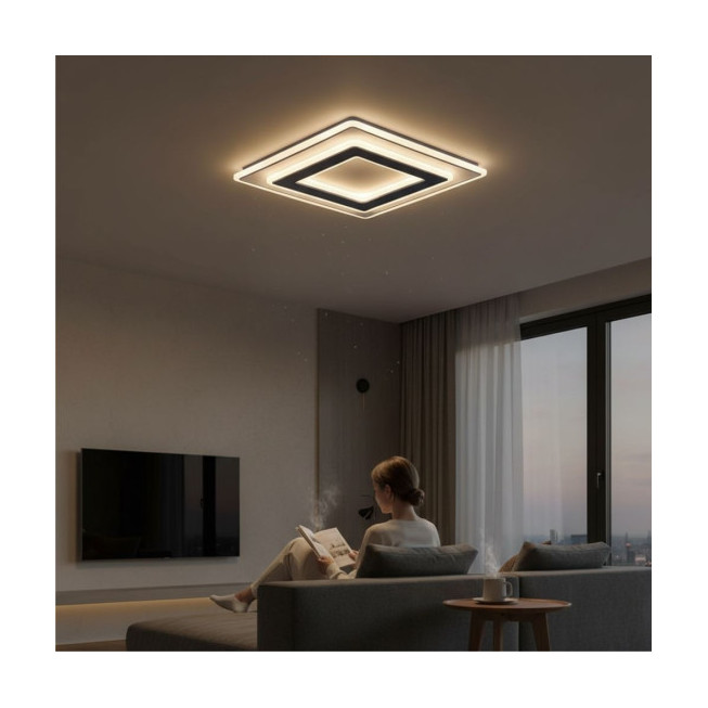Plafonieră LED Sinope 76 W, 5450 lm, 3 Temperaturi de Culoare (3000K/4000K/6500K), 400×400×50 mm