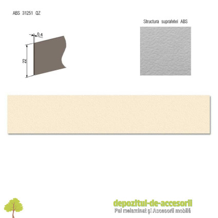Cant ABS Vanilie 22mm x 0,4mm pentru PAL Melaminat Vanilie Egger U108 ST15