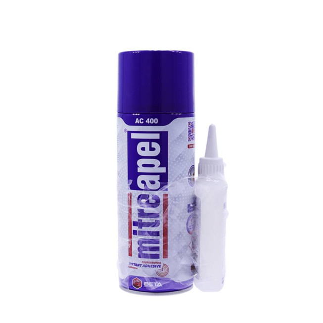 Adeziv cu activator Mitreapel CA100 100g + 400ml – lipire instant, fixare profesională pentru lemn, MDF și metal