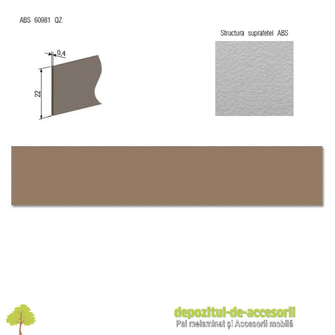 Cant ABS Malaga 22mm x 0,4mm compatibil cu Pal Melaminat Malaga Egger U206