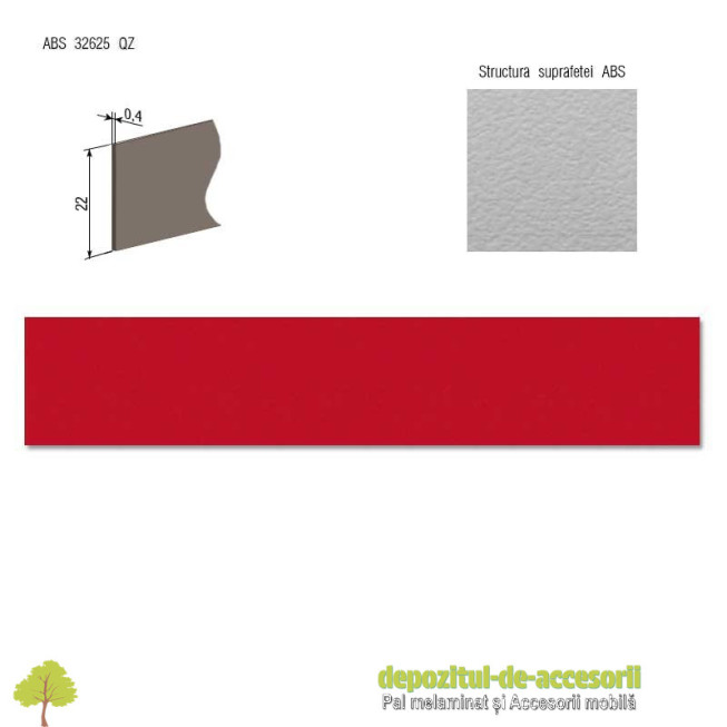 Cant ABS Roșu China 22mm x 0,4mm compatibil cu Pal Melaminat Rosu China Egger U321