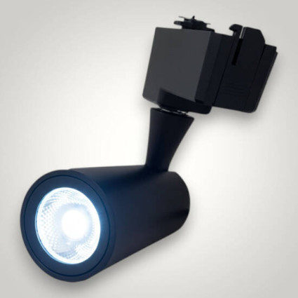 Spot pe șină LED 12W 6000K, lumină rece 1200lm reglabil, aluminiu,negru, IP20, iluminat interior, modern