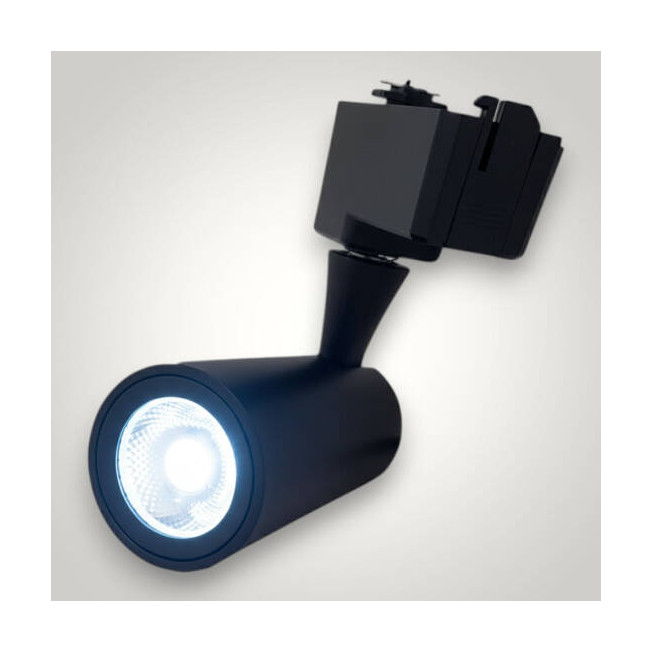 Spot pe șină LED 12W 6000K, lumină rece 1200lm reglabil, aluminiu,negru, IP20, iluminat interior, modern