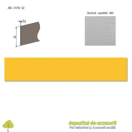 Cant ABS Galben 22mm x 0,4mm compatibil cu Pal Melaminat Galben Egger U114 ST15