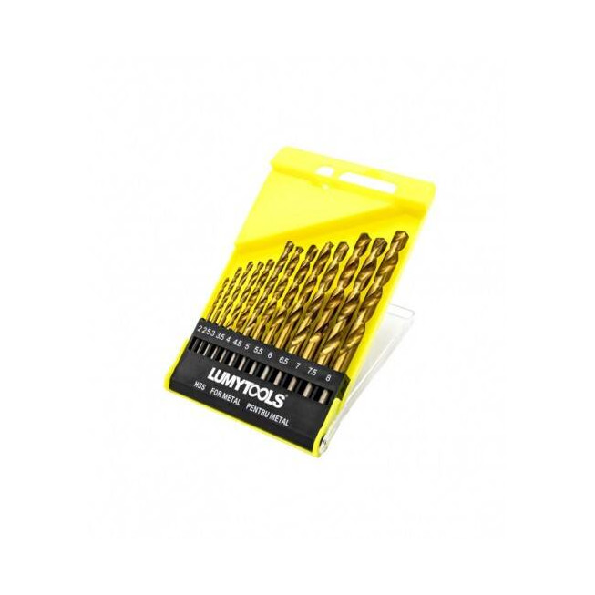 Set 13 burghie metal HSS titanate Lumytools LT22310 – 1.5–6.5 mm, durabile, găurire precisă