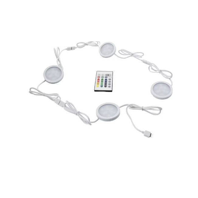 Set 4 spoturi LED dulap RGB cu telecomandă, 12V, 4x2W, iluminat mobilier interior