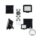 Proiector LED solar 50W 6500K cu telecomandă, IP65 – panou solar, lumină rece, exterior, negru