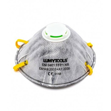 Mască antipraf FFP1 cu filtru carbon LT74301 Lumytools – protecție praf și fum, certificare CE