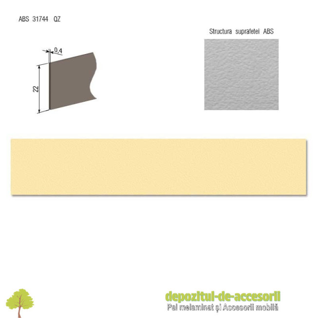 Cant ABS Galben catifea 22mm x 0,4mm Compatibil cu Pal Melaminat Galben catifea Egger U107 ST9