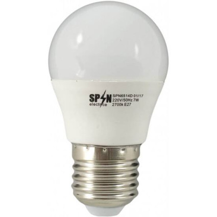 Bec LED E27 G45 sferic 7W (echivalent 60W), 2700K lumină caldă