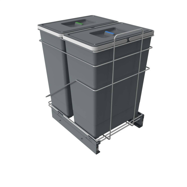 Coș gunoi încorporabil Elletipi Ecofil GC PF01 53H2, sistem metalic pe glisiere, 2x42L, pentru mobilier bucătărie