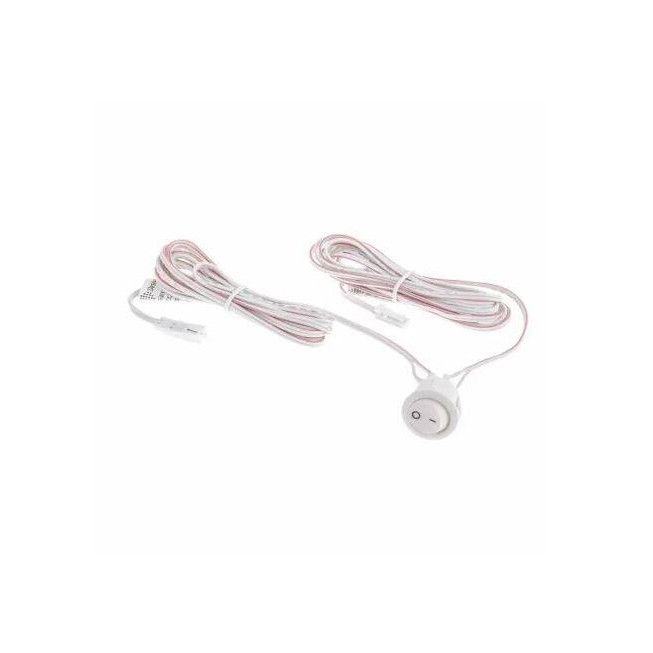 Comutator universal cu fir pentru iluminat mobilier – întrerupător ON/OFF 12V, alb,  ușor de montat