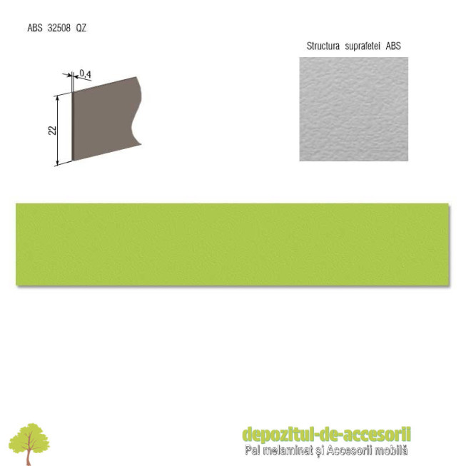 Cant ABS Verde lămâie 22mm x 0,4mm pentru PAL Melaminat Verde lămâie Egger U630
