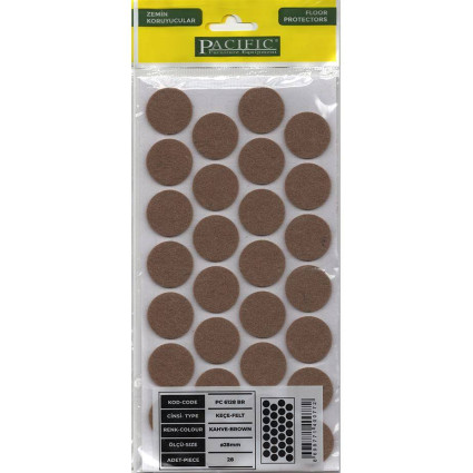 Protecții din feltru autoadeziv, Ø28 mm, maro, 28 bucati, paduri mobilier antizgâriere