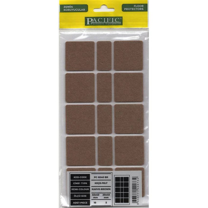 Protecții din feltru autoadeziv 40x40 mm si 20x40, maro, pentru mobilier, 15 bucati – paduri antizgâriere pardoseală