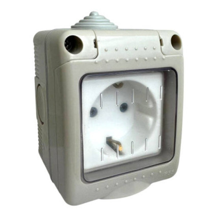 Priză modulară simplă cu capac Antigron 16A IP55 – priză exterior rezistentă la apă și praf