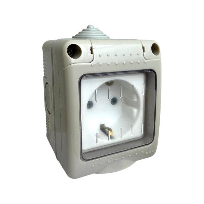 Priză modulară simplă cu capac Antigron 16A IP55 – priză exterior rezistentă la apă și praf