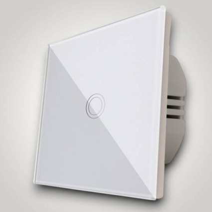 Întrerupător touch simplu alb 300W – întrerupător tactil modern cu panou din sticlă securizată