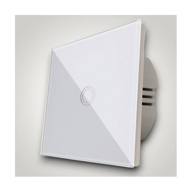 Întrerupător touch simplu alb 300W – întrerupător tactil modern cu panou din sticlă securizată