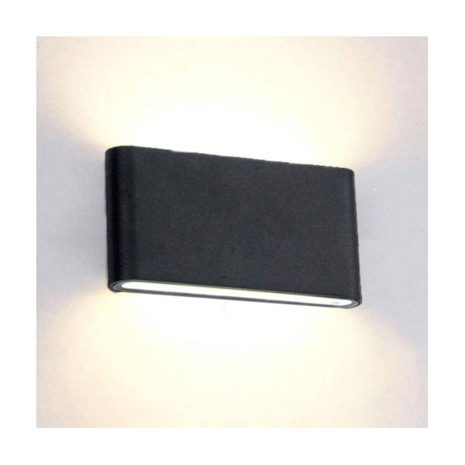 Aplica LED exterior extra plată negru, 12W, 3000K, lumină caldă IP65 – corp iluminat modern fațadă și terasă