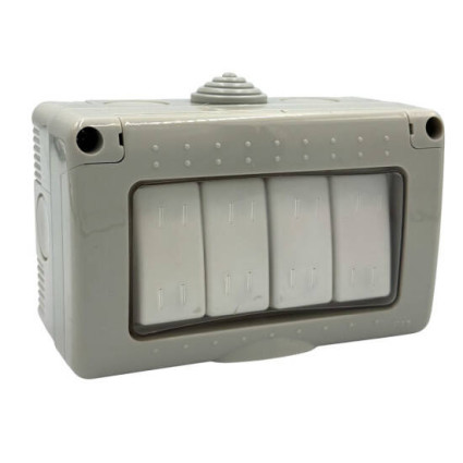 Mod întrerupător AG cvadruplu IP55 – întrerupător modular aparent 4 circuite pentru exterior/industrial