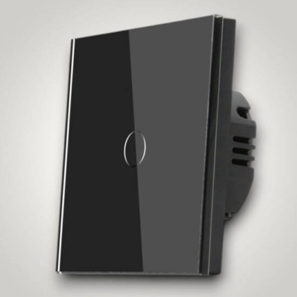 Întrerupător touch cap scară negru SPN1412B – întrerupător smart cu sticlă securizată pentru control dublu iluminat