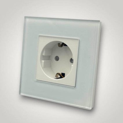 Priză simplă cu ramă din sticlă 16A 250V – priză modernă aparentă elegantă pentru interior