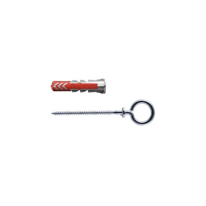 Diblu cu ochi Fischer DuoPower 8x40 OH 535006 – set 2 bucati fixare universală cu cârlig metalic pentru perete