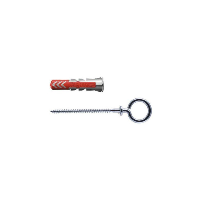 Diblu cu ochi Fischer DuoPower 8x40 OH 535006 – set 2 bucati fixare universală cu cârlig metalic pentru perete