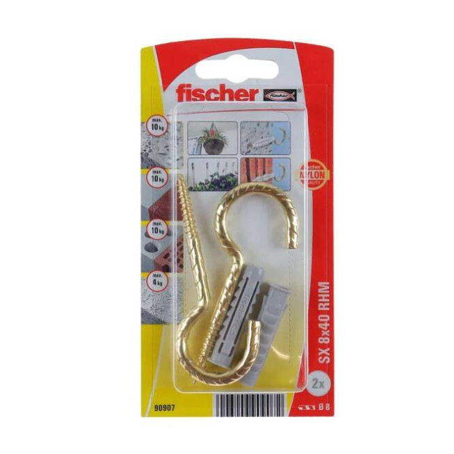 Diblu Fischer SX 8x40 RHM 82 90907 – set 2 x diblu cu cârlig metalic