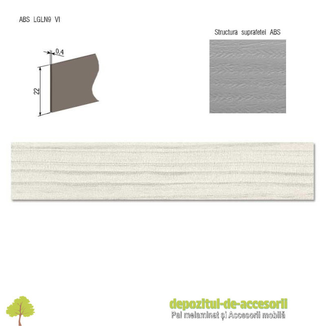 Cant ABS Alb Hacienda 22mm x 0,4mm Compatibil Pal Melaminat Alb Hacienda Egger H3078