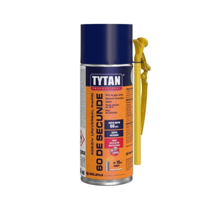 Adeziv poliuretanic Tytan Professional 60 secunde 300 ml, cu pistol – spumă adezivă montaj rapid polistiren și construcții
