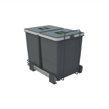 Coș de gunoi încorporabil 2 x 18L Elletipi Ecofil PF01 34B2 – sistem extractibil pentru dulap 35 cm