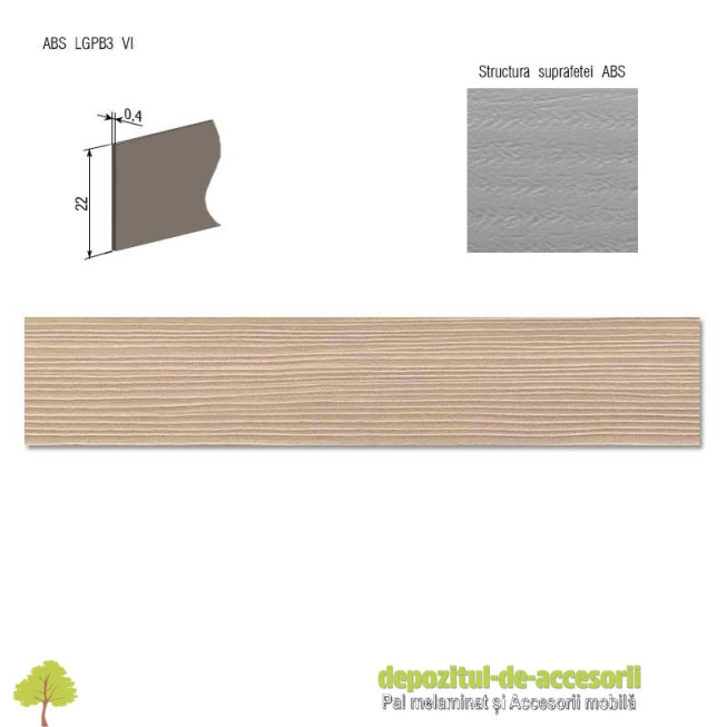 Cant ABS Pin Avola șampanie 22mm x 0,4mm Compatibil Pal Melaminat Pin Avola sampanie Egger H1476