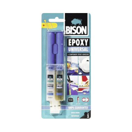 Adeziv epoxidic bicomponent universal Bison Epoxy Universal 2x12 ml – lipire puternică și rezistentă