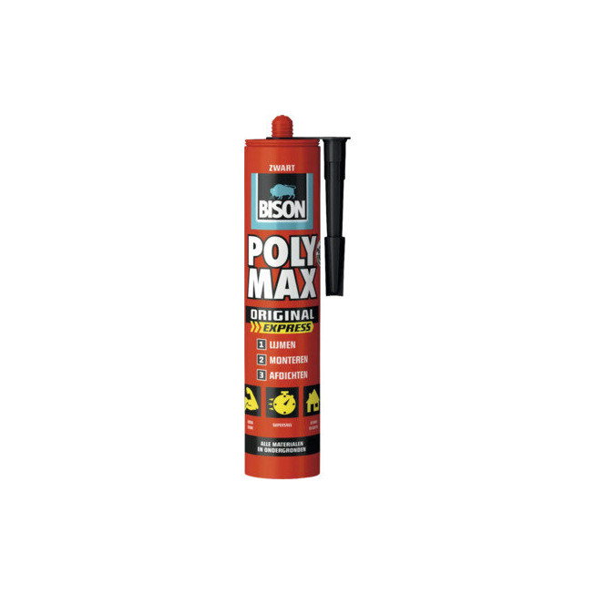 Adeziv universal de montaj Bison Poly Max Original Express 425 g, negru – interior și exterior