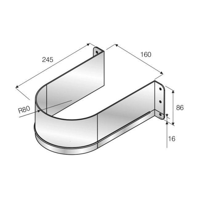 Tijă formă U separator sifon sertar PAL 16 mm PLS Alb – accesoriu organizare sertar mobilier bucătărie