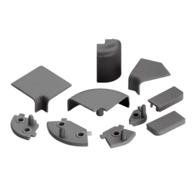 Set accesorii fixare înălțător rectangular 11x24 mm Häfele, negru mat – Accesorii montaj profil antistrop blat
