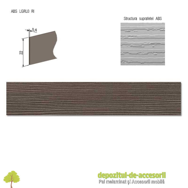 Cant ABS Pin Avola gri maro 22mm x 0,4mm Compatibil Pal Melaminat Pin Avola gri maro Egger H1484